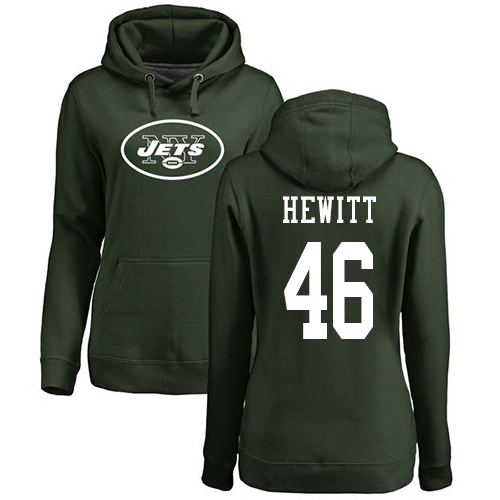 New York Jets Green Women Neville Hewitt Name and Number Logo NFL Football #46 Pullover Hoodie Sweatshirts->new york jets->NFL Jersey